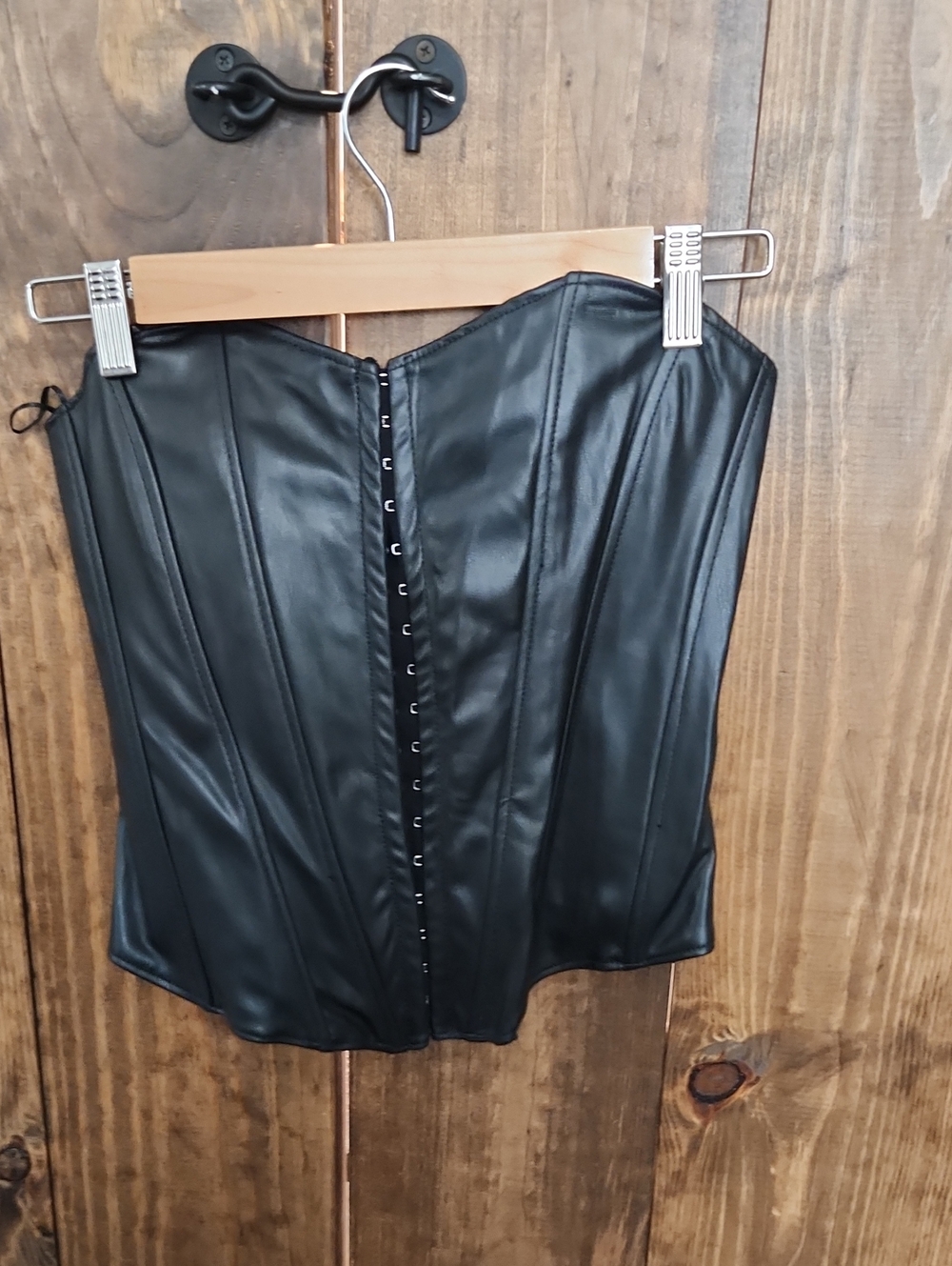 Zara Black Faux Leather Corset Top with Tag